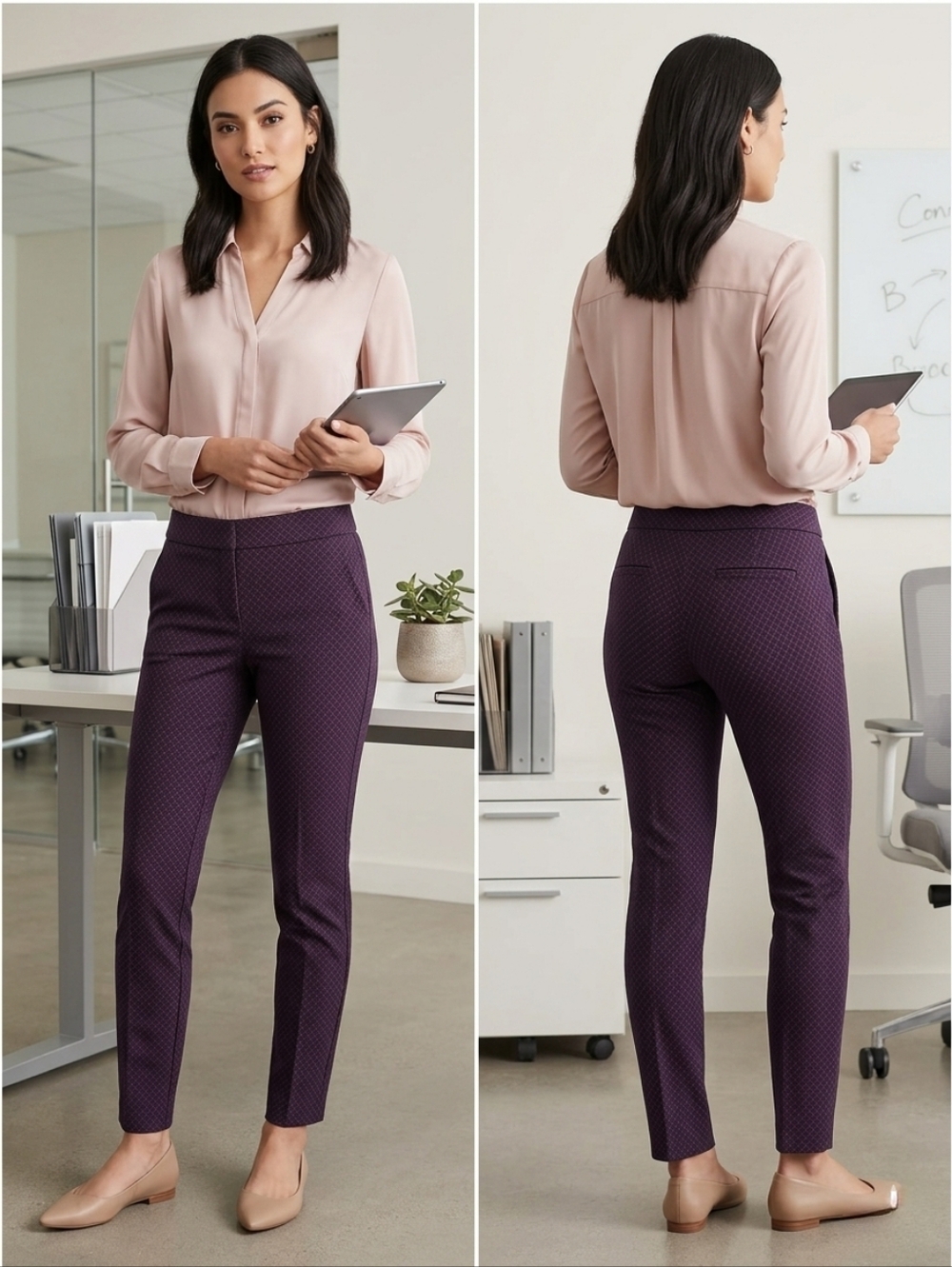 Express Purple Geometric Ankle Pants